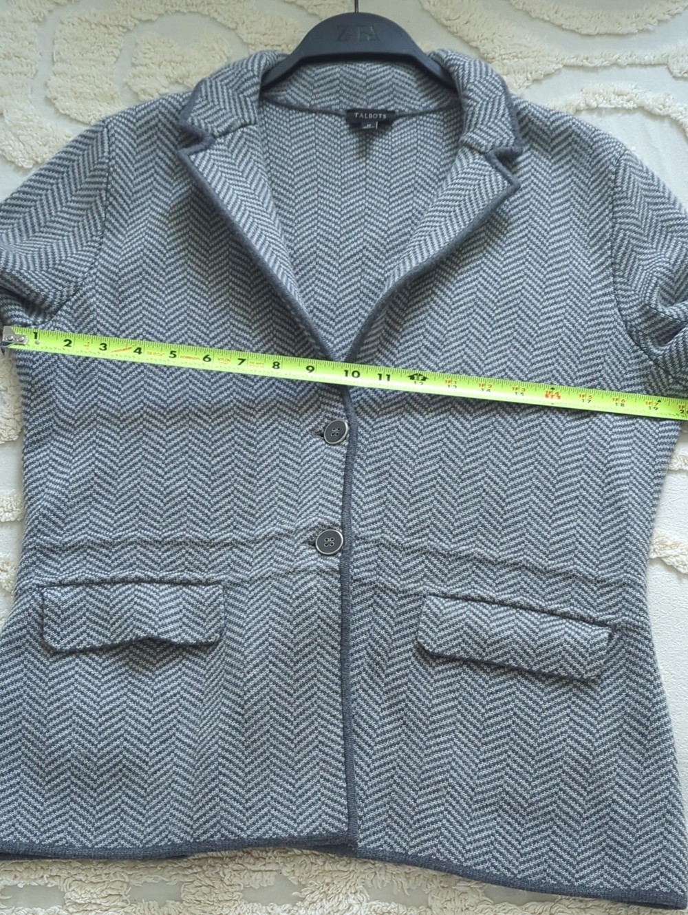 Talbots Herringbone Merino Wool Sweater Jacket Size Medium - Picture 9 of 10